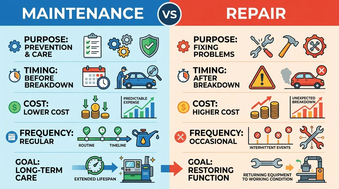 Difference Between Maintenance and Repair