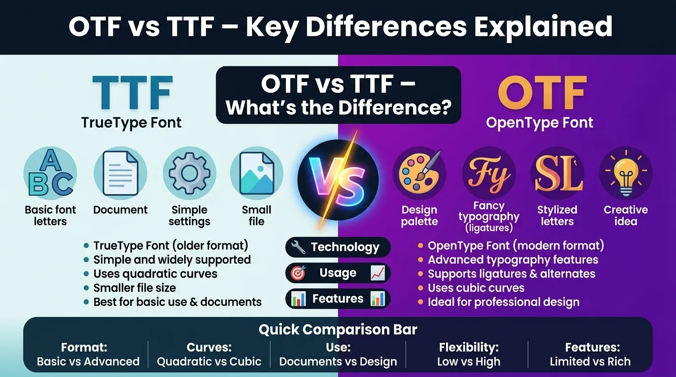 Difference Between OTF and TTF