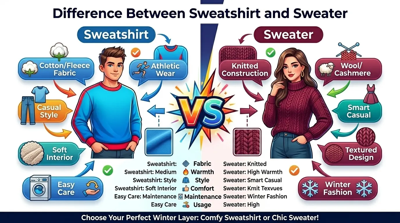 Difference Between Sweatshirt and Sweater
